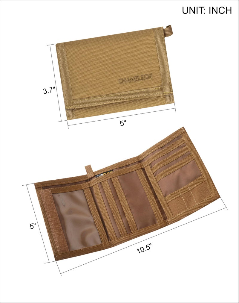 Chameleon Trifold Mens Nylon Wallet-Military Tactical Men Wallets- ID Card Holder - Canvas Thin Front Pocket Travel Wallet-Coin Zipper Pocket - Image 5